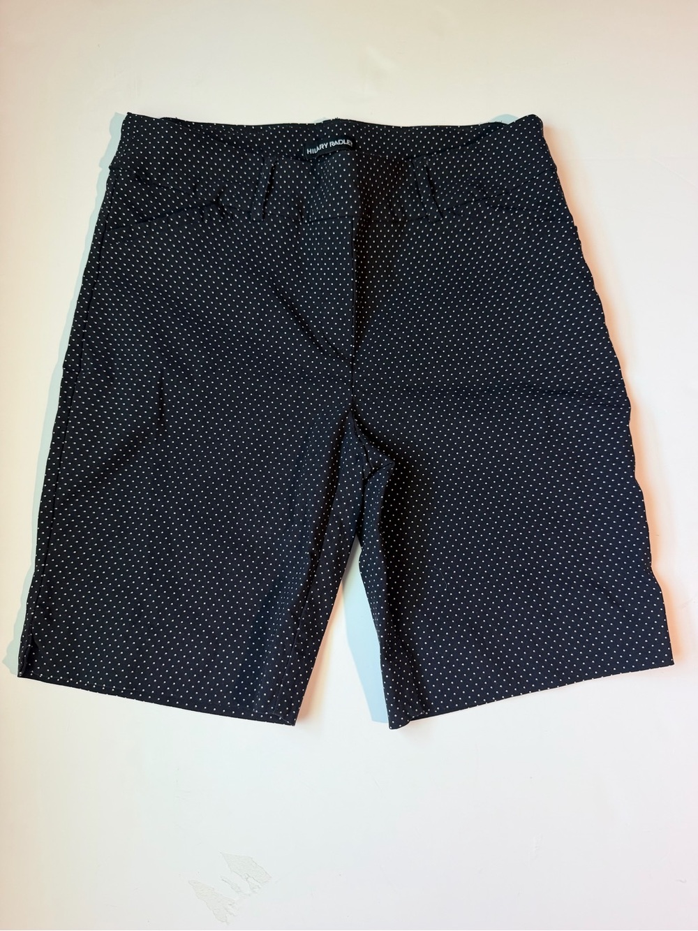 Hilary Radley Black Microdot Flat-Front Women Shorts